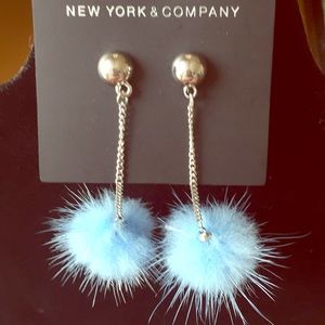 New York & Co Pouf Drop Silver Earrings